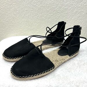 Eileen Fisher Lace Up Strappy Lala Sandal Espadrilles Flats Closed Toe Size 9